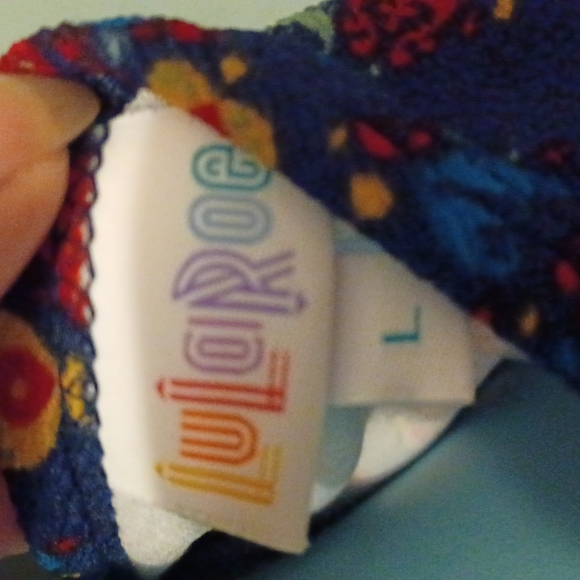 LuLaRoe Nicole Navy Design Print Dress Red Aqua Turquoise Yellow Size Large - Picture 5 of 6